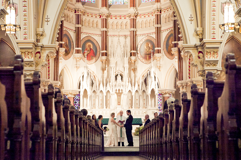 Wedding ceremony in ornate Center City church.