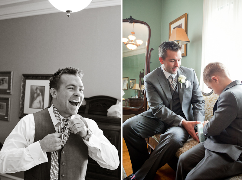 Groom gets ready before his wedding ceremony at Cairnwood, a unique estate venue in Bryn Athyn, PA.