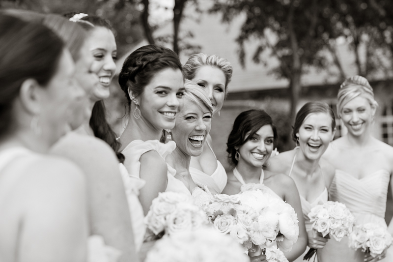 Bride and her bridesmaids before her wedding ceremony at Cairnwood Estate in Pennsylvania.