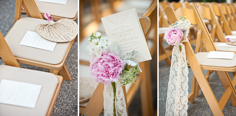 Romantic pink and green details during this wedding ceremony at Cairnwood Estate in PA.