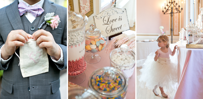 Unique candy table during this wedding reception at Cairnwood Estate in Bryn Athyn, PA.