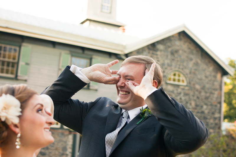 Many candid moments during this unique, rustic wedding at Rockwood Carriage House in DE.