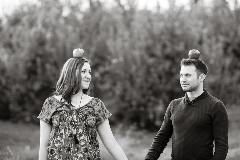 A unique apple picking engagement session at Linvilla Orchards, outside of Philadelphia.