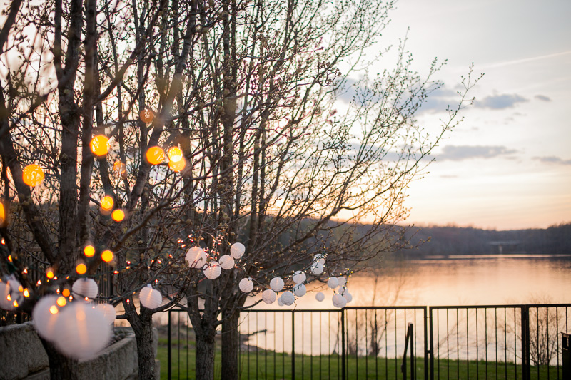 Romantic lanterns and lights at this lakeside wedding venue in Perkasie, Bucks County, PA.
