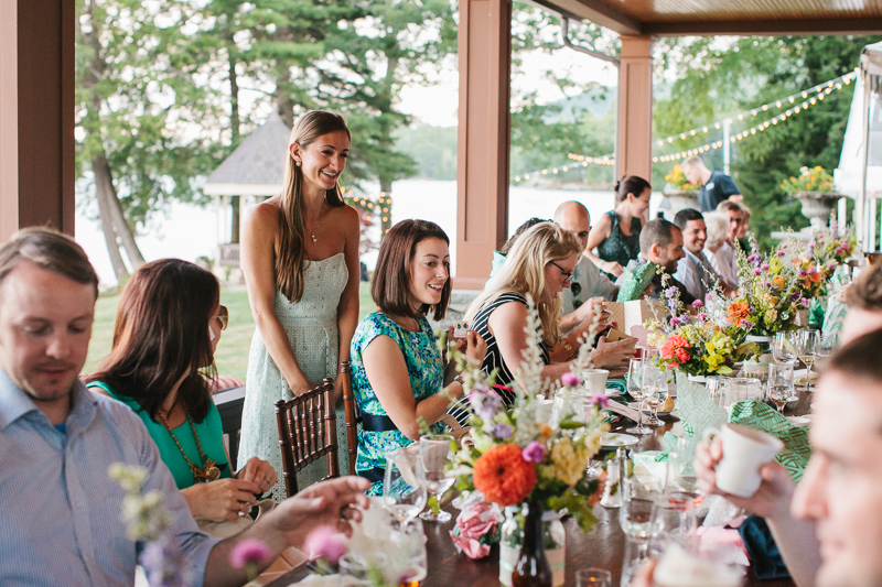 A rustic, glam wedding rehearsal dinner the day before at Lake George in Warren County, New York.