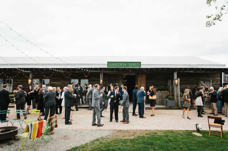 Wedding guests gather in front of the Garden Shed at Terrain in Glen Mills, Pennsylvania.