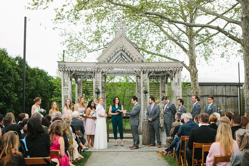 Outdoor wedding ceremony in the gardens of Terrain at Styers in Glen Mills, Pennsylvania.
