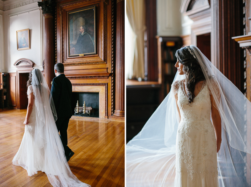 Portraits of the bride and groom at the College of Physicians in Philadelphia