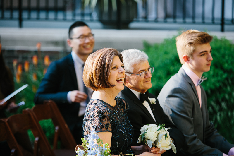 Guests enjoy a wedding ceremony at the College of Physicians
