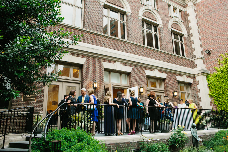 Guests enjoy an outdoor cocktail hour at the Mutter Museum