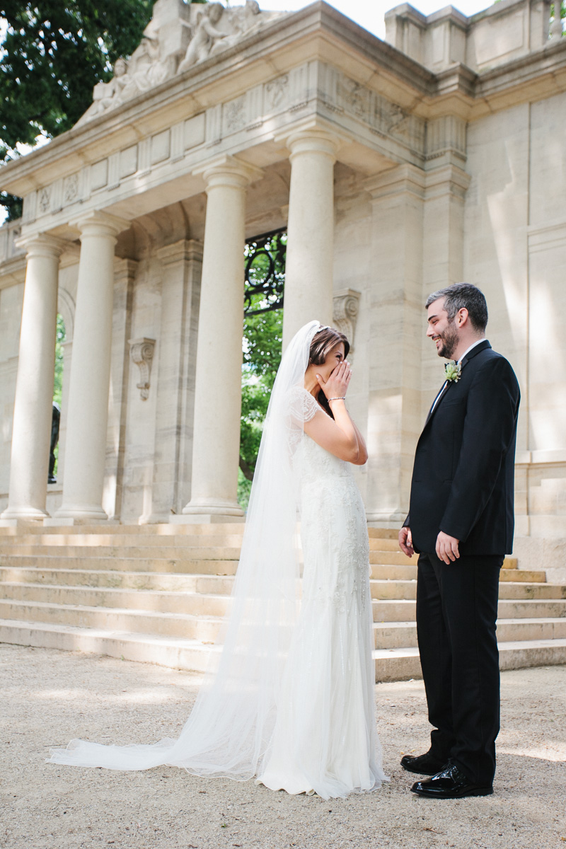 Couple meet for their first look outside of the Rodin Museum