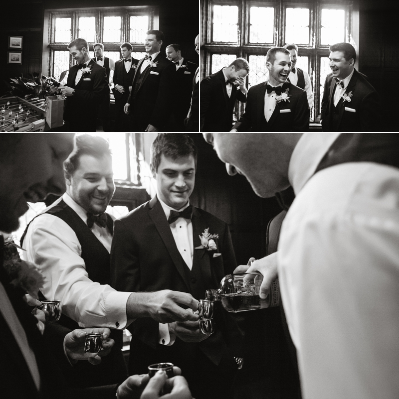 Groom and groomsmen get ready before the ceremony at Aldie Mansion.