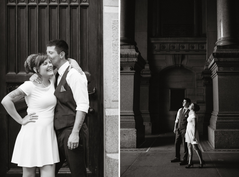 Bride and groom explore after their Philadelphia City Hall Elopement