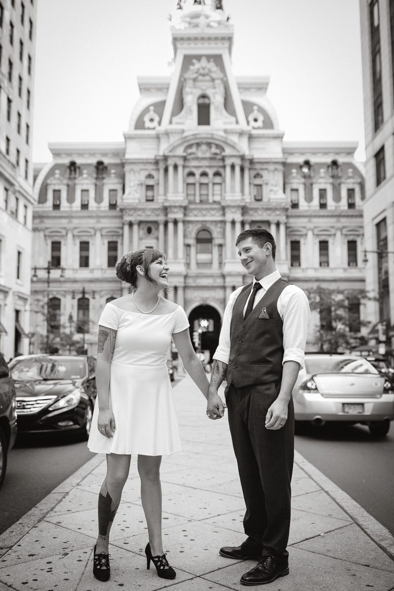 City Hall is a unique space for wedding elopement portraits.