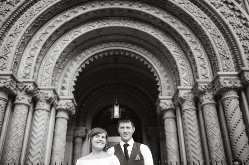 Portraits of the bride and groom after their casual wedding elopement.