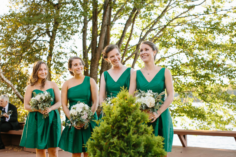 Candids of the bridesmaids during this outdoor sunset wedding ceremony in the Poconos.