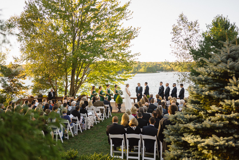A romantic woodland wedding ceremony was held in the Poconos of Pennsylvania.