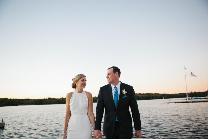 Sunset portraits of the bride and groom in the Poconos.