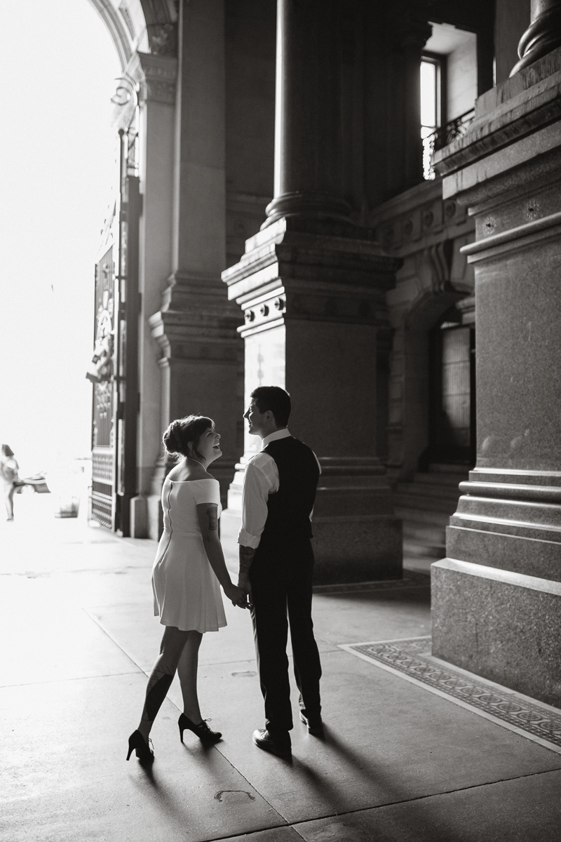 An intimate outdoor elopement at City Hall in Philadelphia.