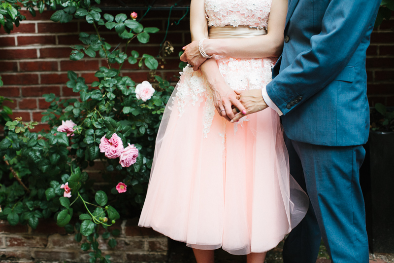 Outdoor elopement session along the classic cobblestone streets of Philadelphia.