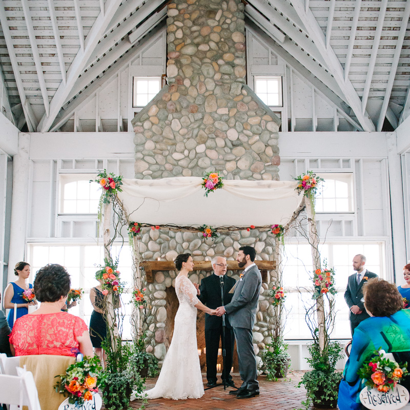 The boathouse at Mallard Island in New Jersey is a gorgeous venue for nautical, modern weddings.