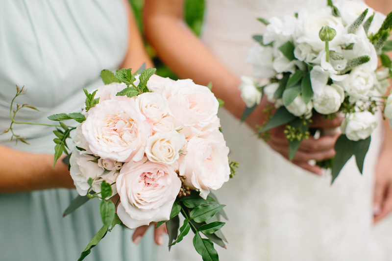 Gorgeous soft pink flowers for the bridesmaids during this destination wedding in Hawaii.