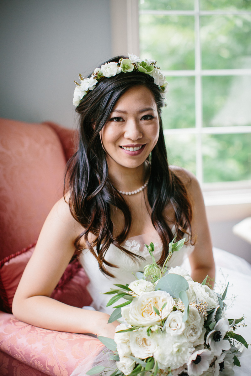 Bridal portraits before the outdoor wedding ceremony at Fernbrook Farms, NJ.