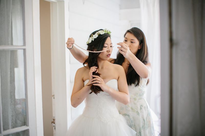Bride gets ready before her wedding at Fernbrook Farms, NJ.
