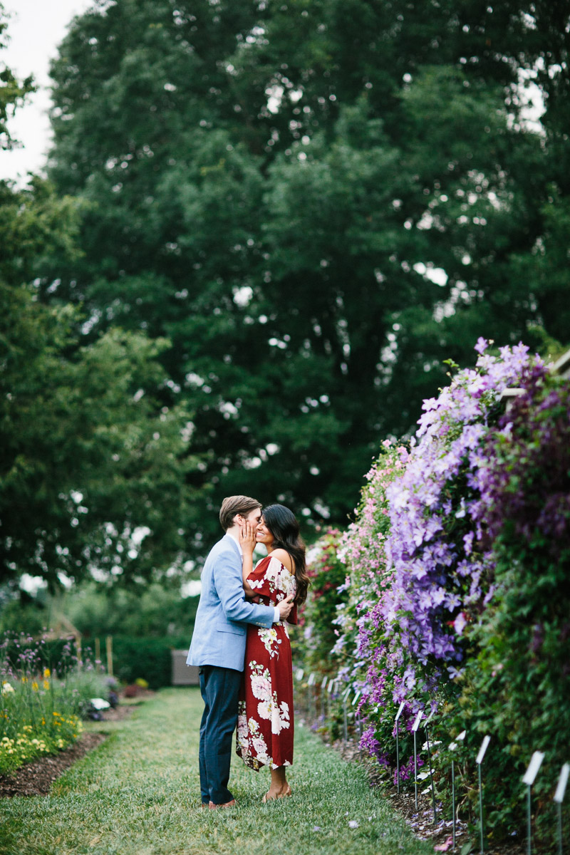 Modern outdoor engagement photos at Longwood Gardens, outside of Philly.