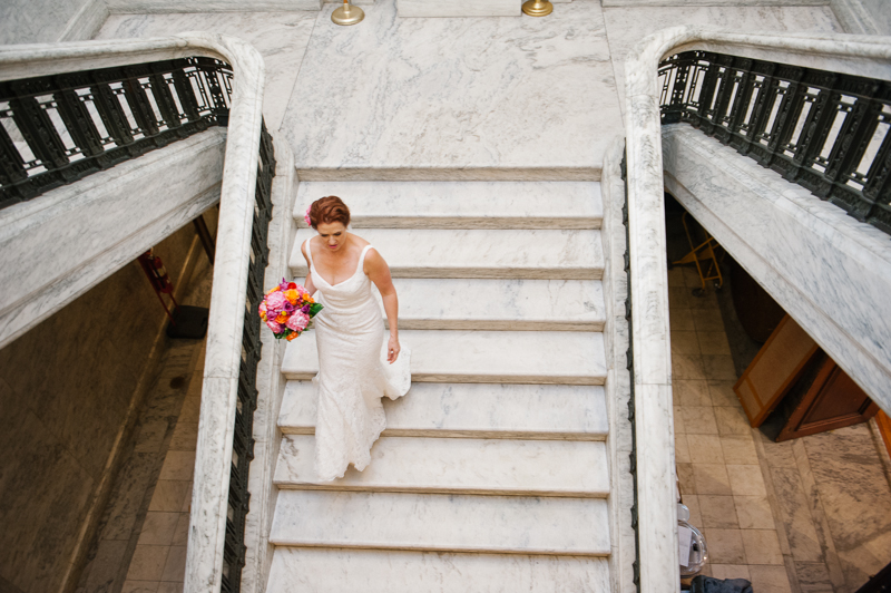 College of Physicians summer wedding marble staircase