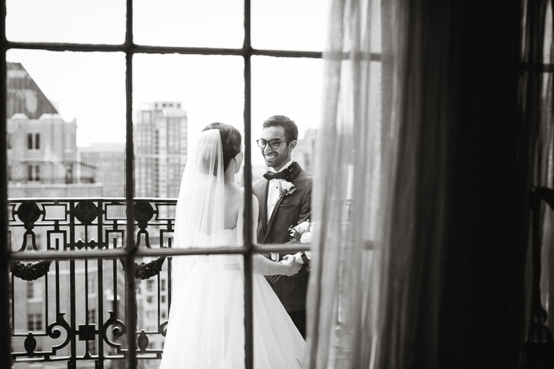 First look bride and groom Philadelphia Bellevue hotel XIX