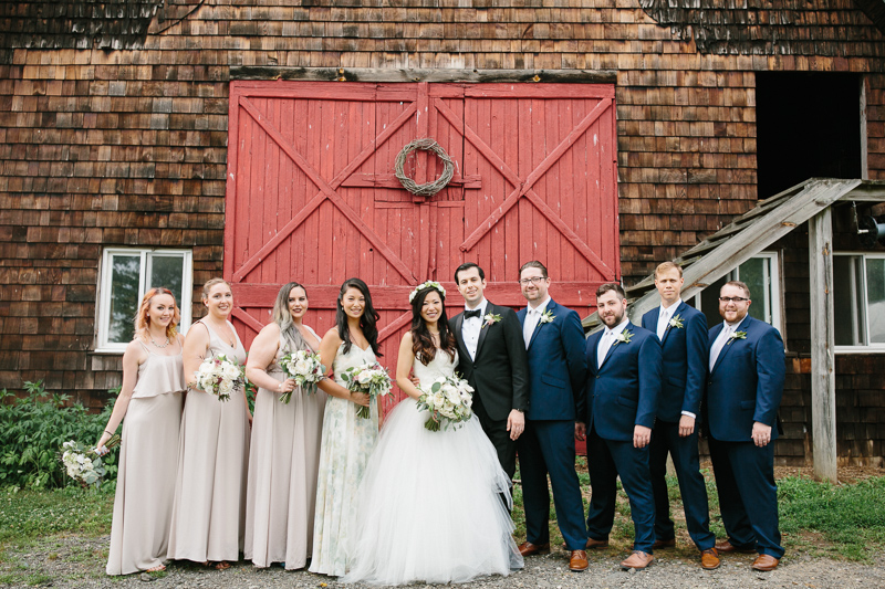 Portrait of the bridal party at Fernbrook Farms.