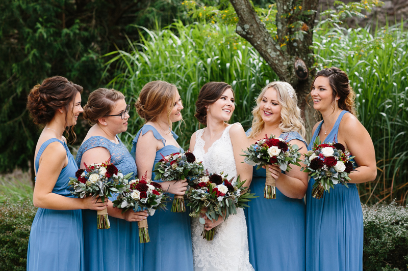Bridesmaids and bride at the James A. Michener Art Museum wedding.