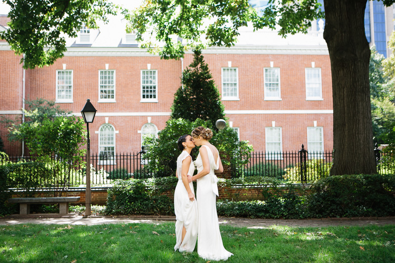 First look for a beautiful same sex wedding in Philadelphia.