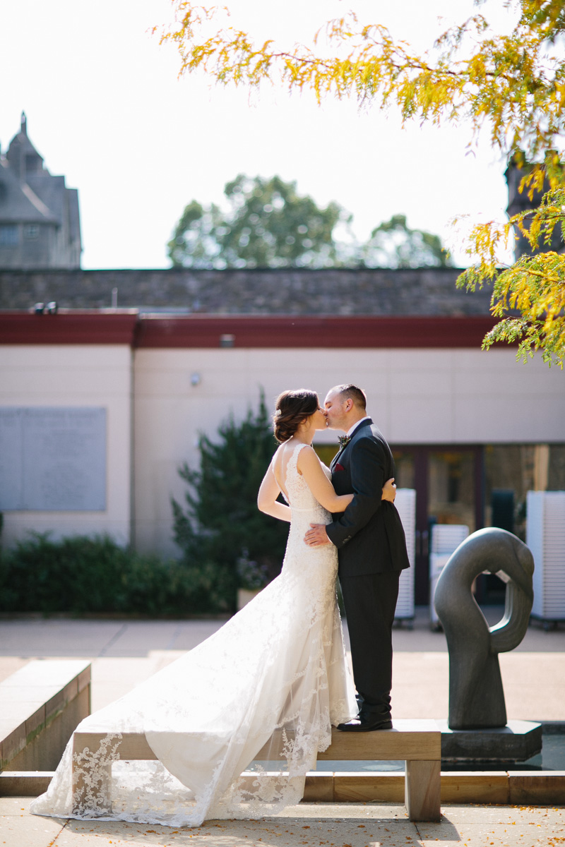 Artistic wedding portraits inside the James A. Michener Art Museum in Doylestown.