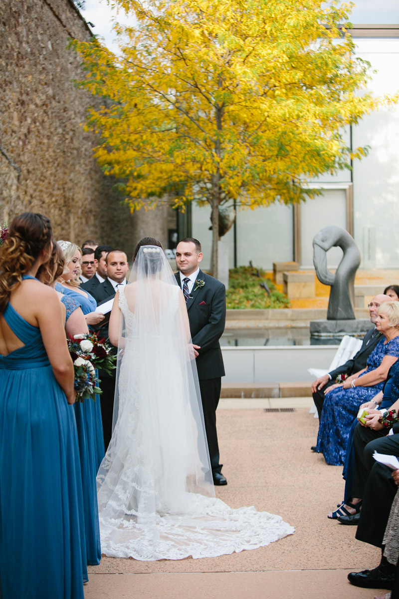 The outdoor courtyard of the Michener Art Museum is a unique venue for wedding ceremonies.
