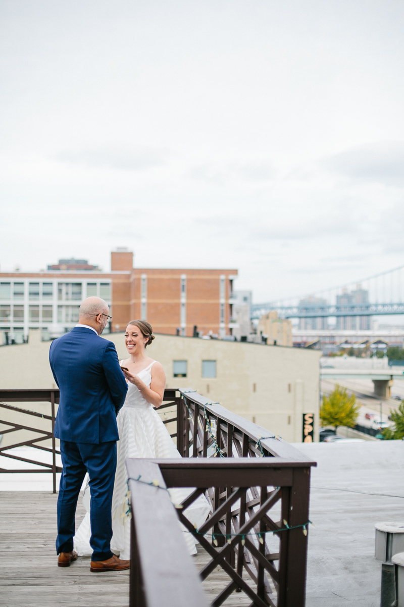 Old City Philadelphia wedding bride & groom rooftop