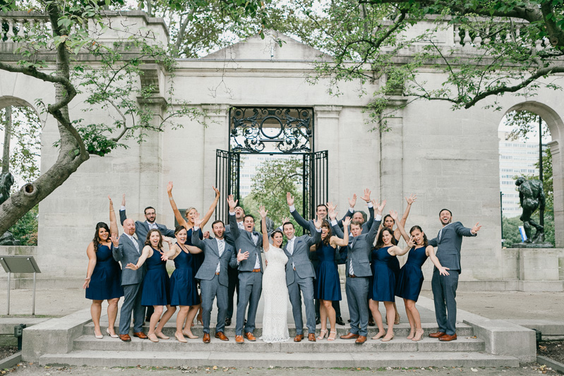 Outdoor Rodin Museum Bridal Party 