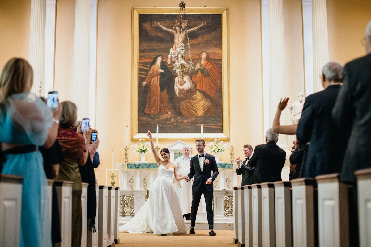 Catholic wedding ceremony taking place in a church in Philadelphia. PA.