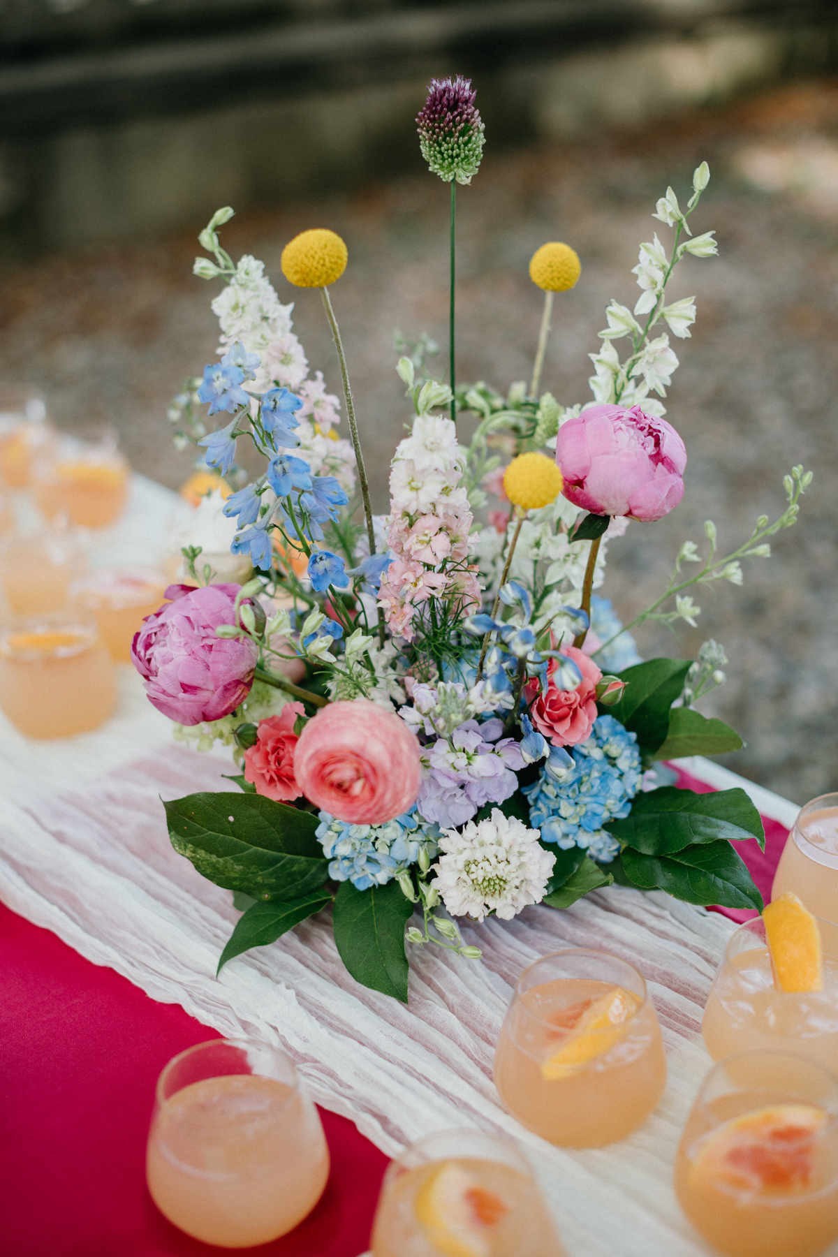 Rainbow wedding centerpiece