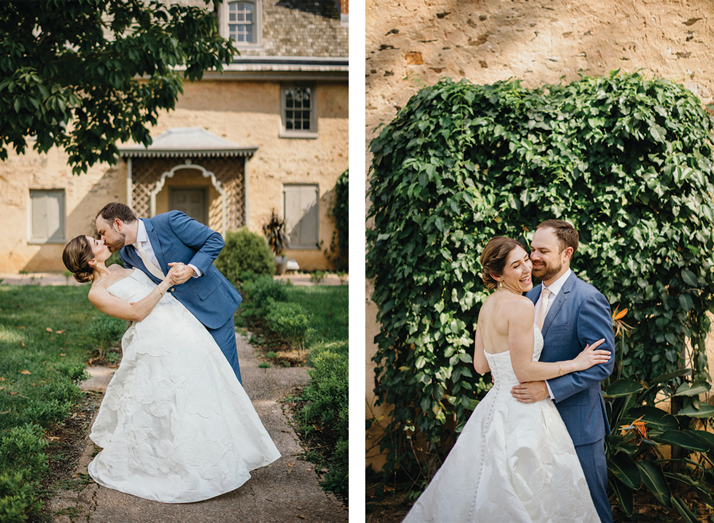 Couple's wedding portrait at Bartram's Garden in Philadelphia, Pennsylvania.