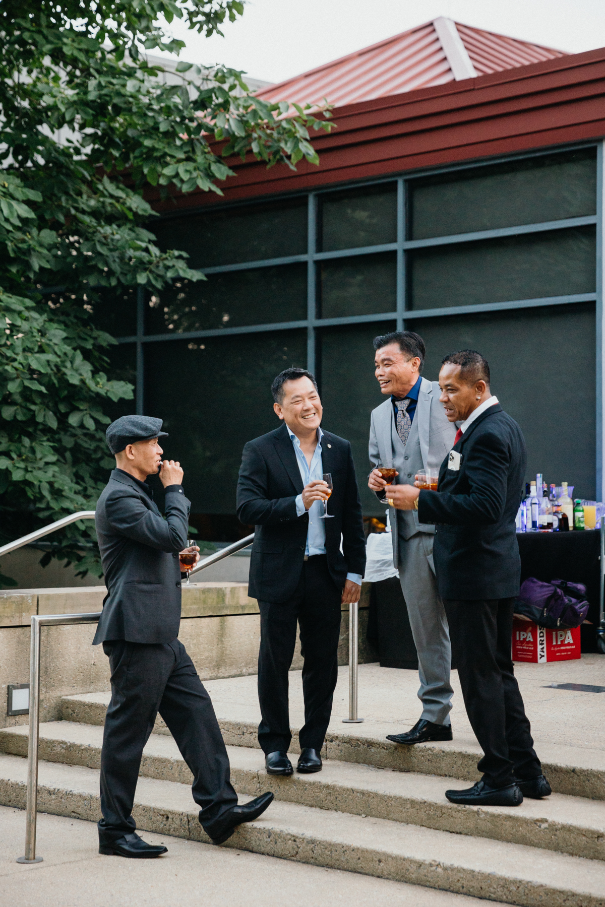 Guests chatting during cocktail hour.