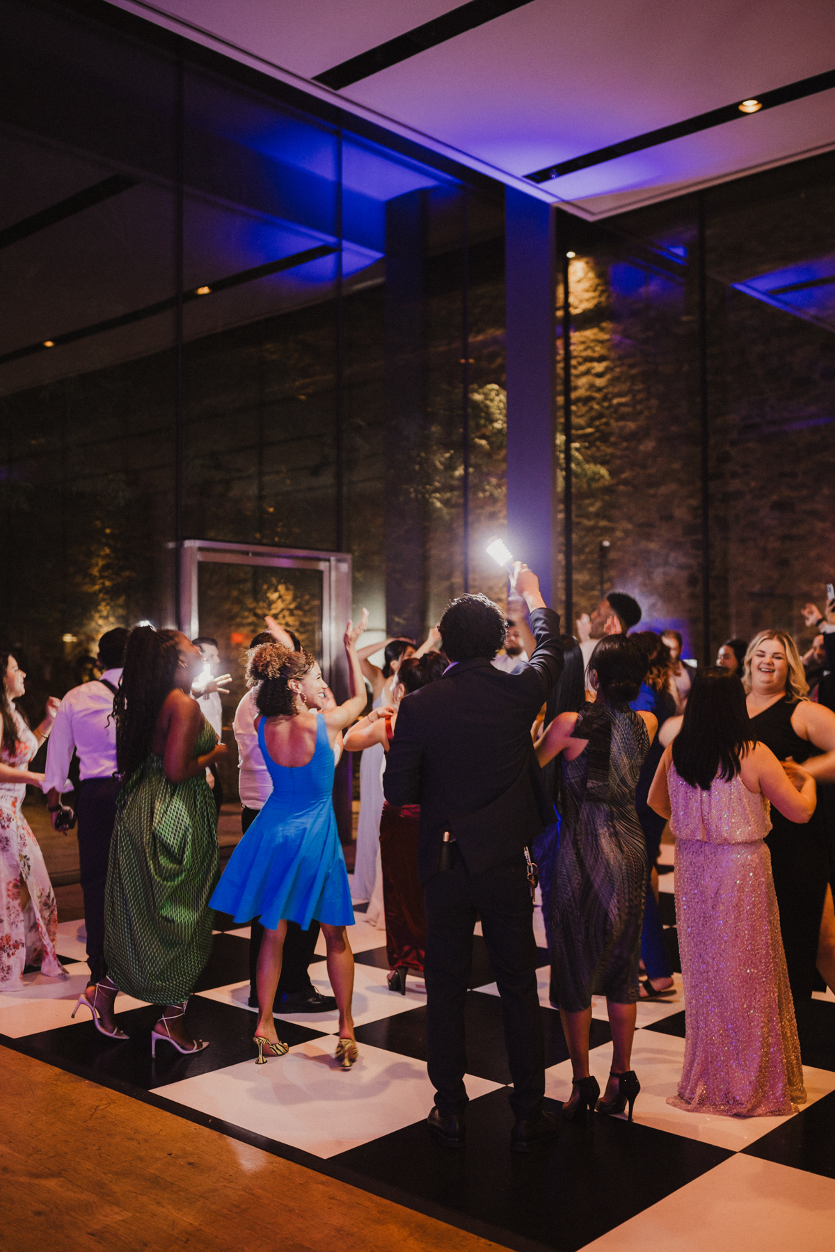 Guests at a museum wedding reception near Philadelphia, Pennsylvania.