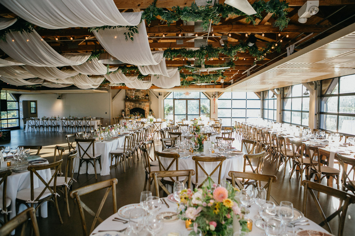 Indoor wedding reception space in Audubon, PA