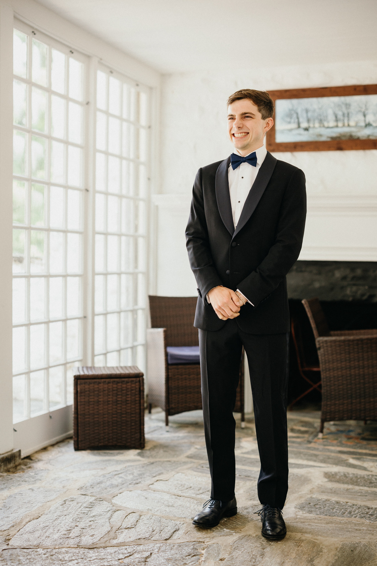 Same sex first look for Philander Chase Knox Estate wedding.