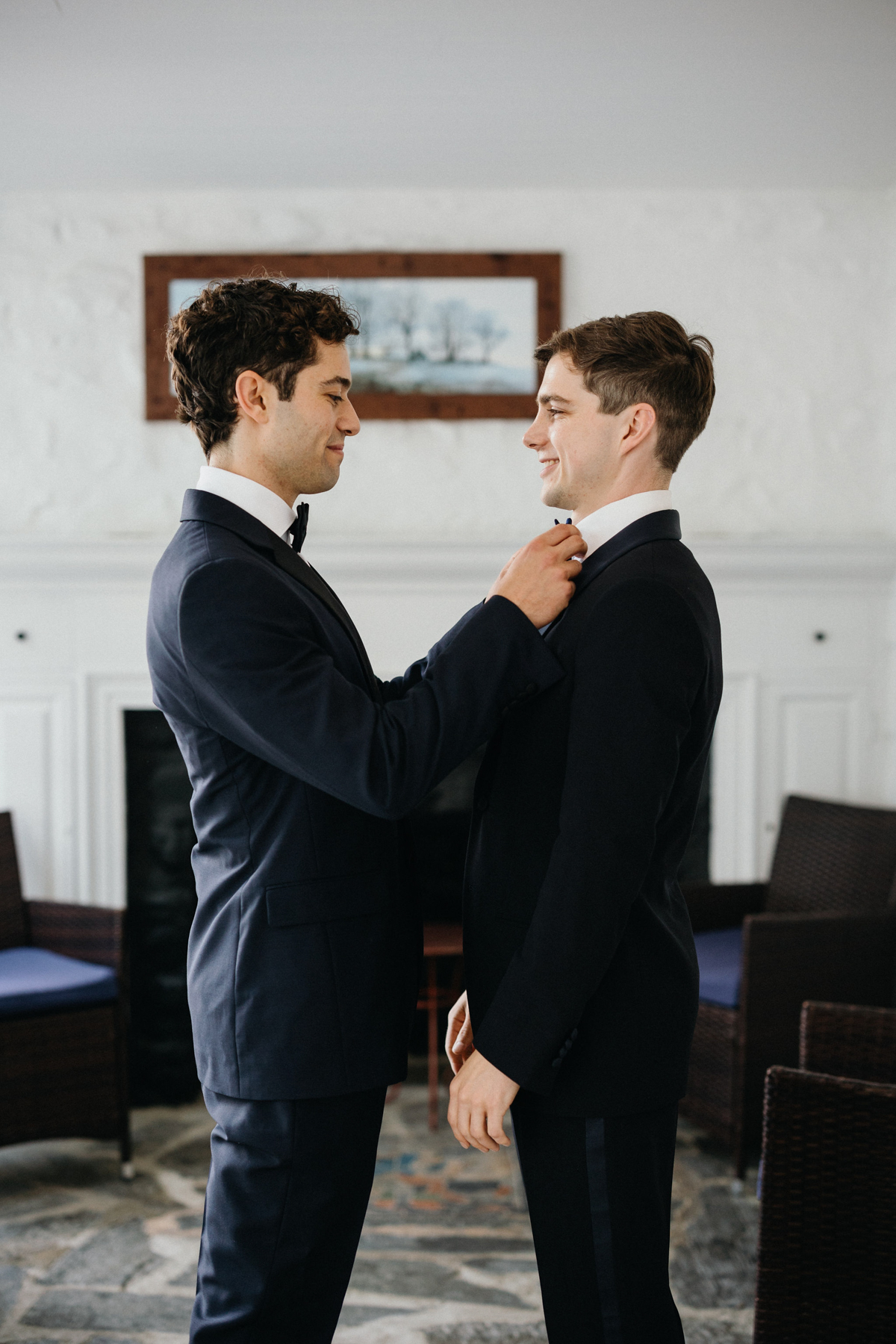 Lgbtq first look for Philander Chase Knox Estate wedding.