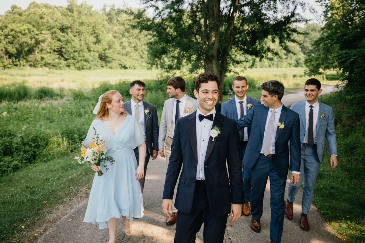 Wedding portraits outside on the grounds of Philander Chase Knox Estate in Valley Forge, PA.