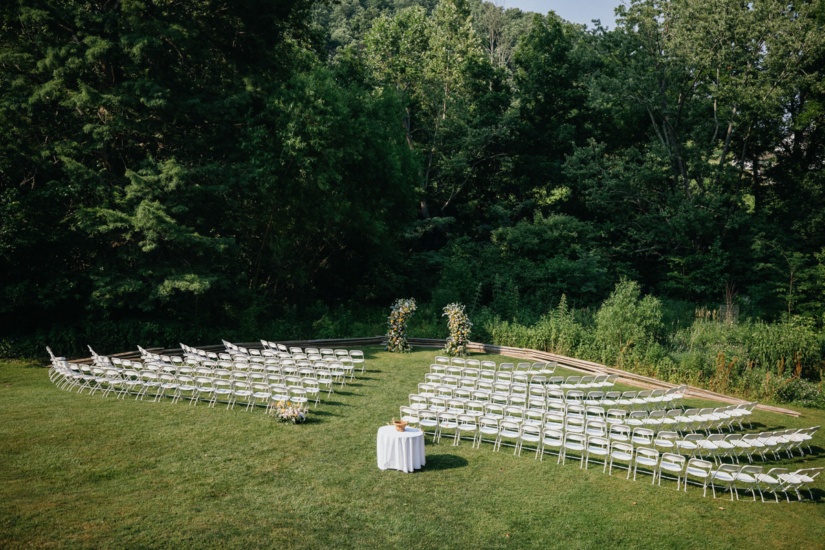 Outdoor garden wedding ceremony near Philadelphia.