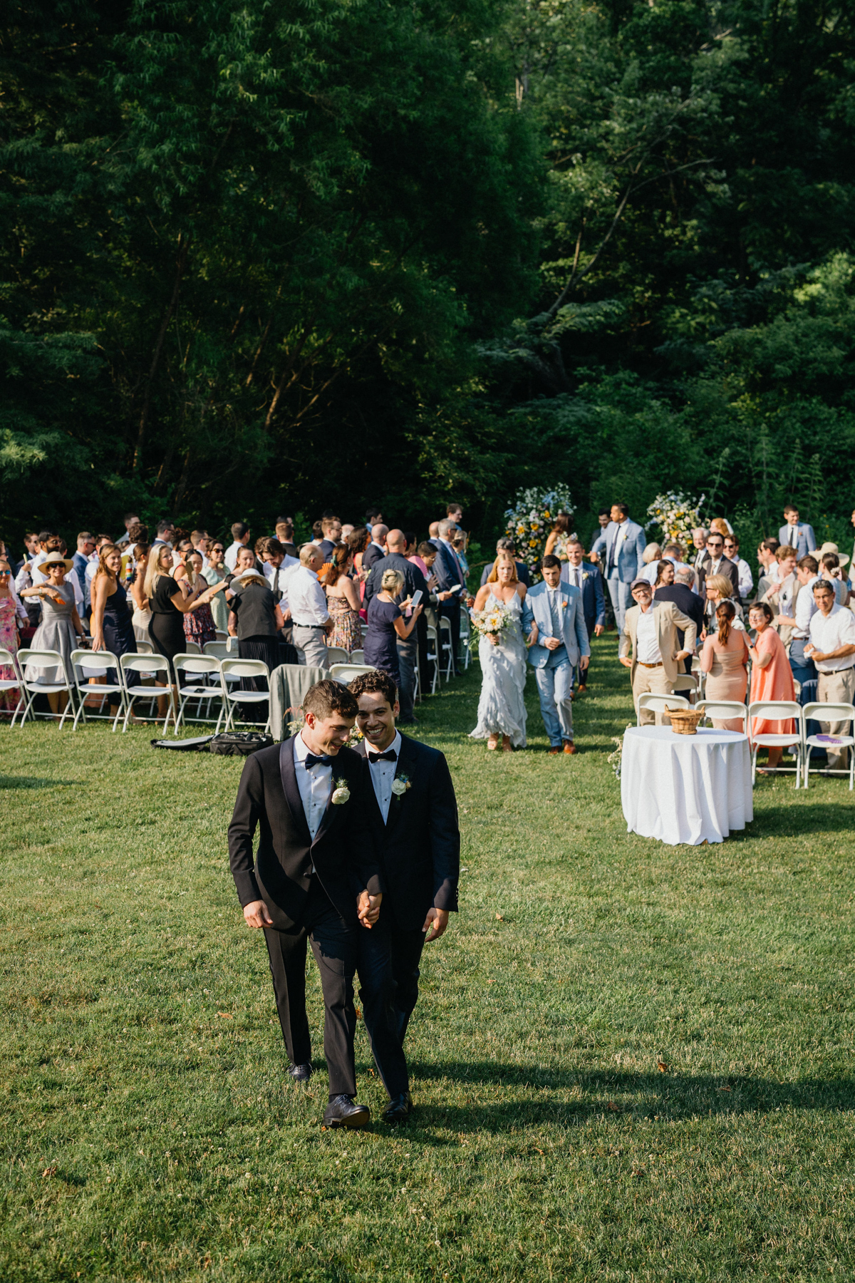 Wedding recessional at Philander Chase Knox Estate wedding outdoor ceremony.