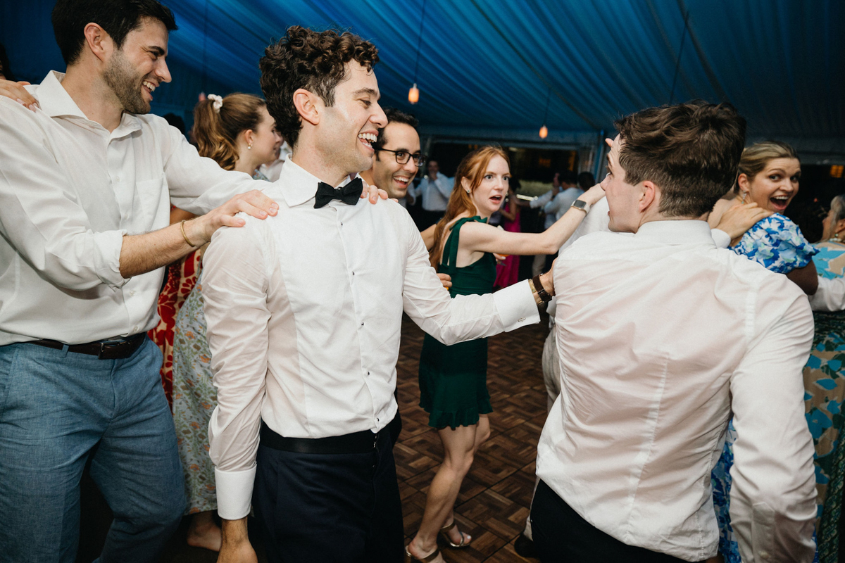 Candids of guests dancing at Philander Chase Knox Estate wedding.